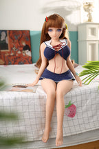 Mei 80cm Collectible Anime Doll — Brown Hair Purple Eyes Solid TPE Art Figure with Skeleton