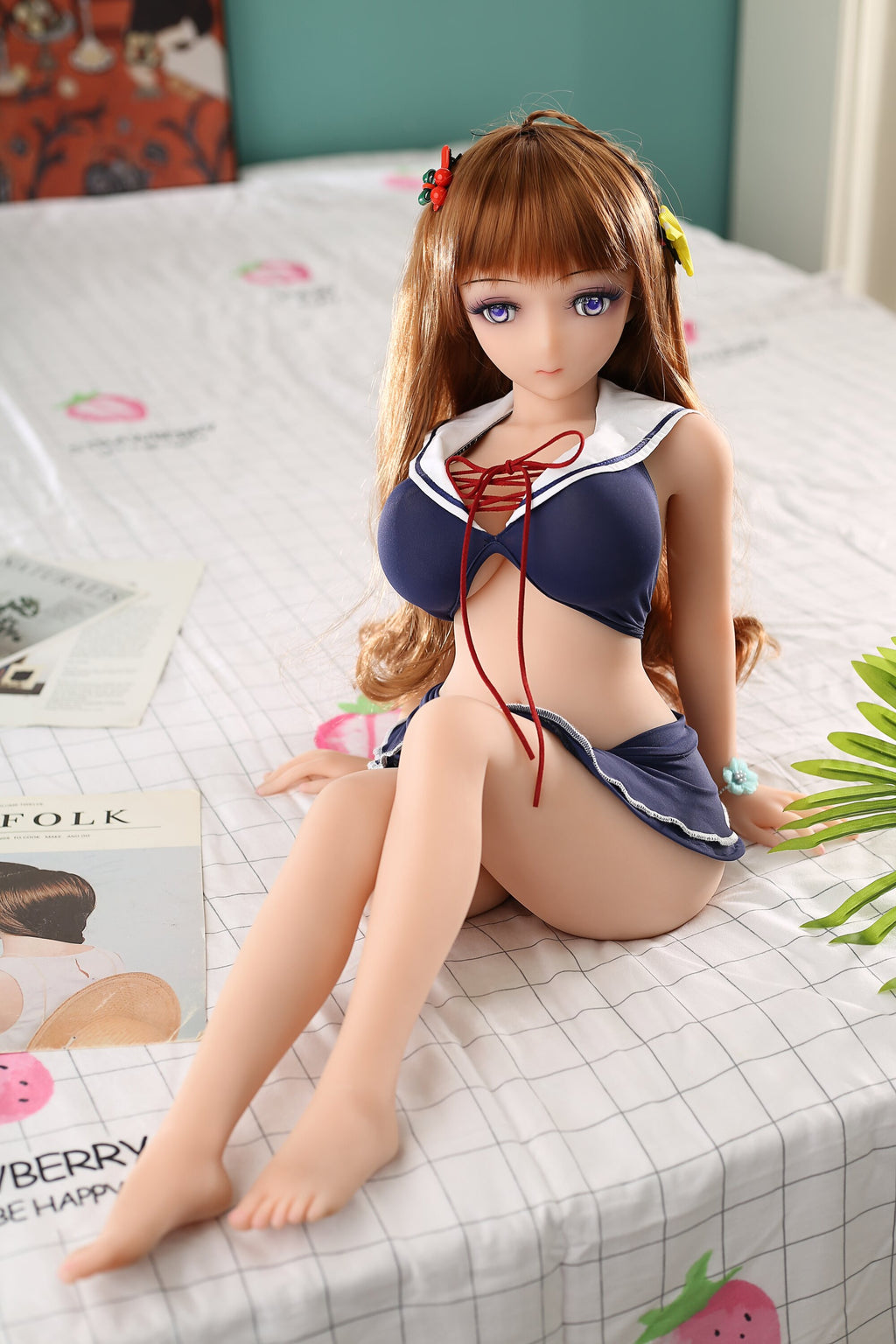 Mei 80cm Collectible Anime Doll — Brown Hair Purple Eyes Solid TPE Art Figure with Skeleton