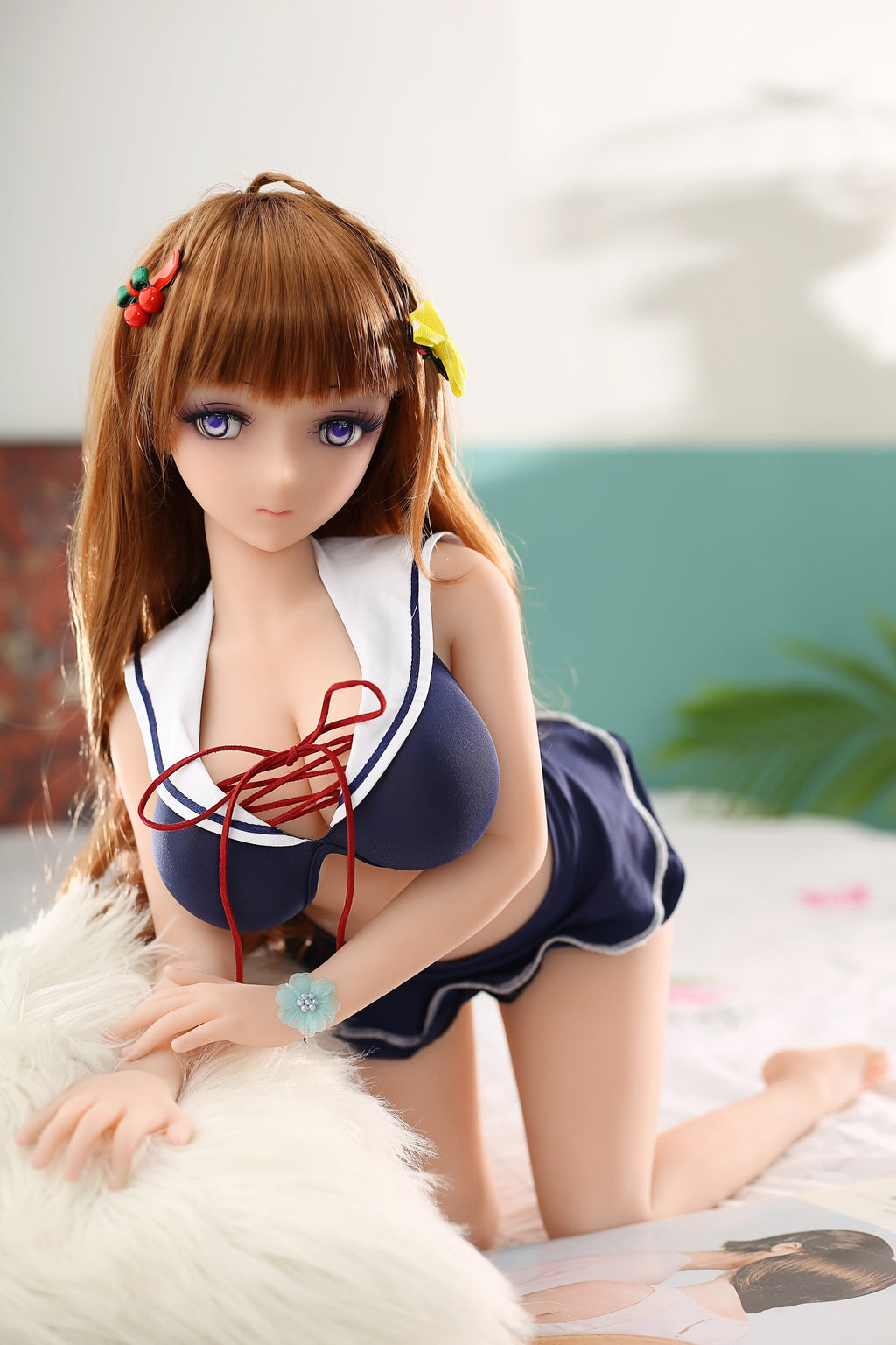 Mei 80cm Collectible Anime Doll — Brown Hair Purple Eyes Solid TPE Art Figure with Skeleton