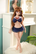 Mei 80cm Collectible Anime Doll — Brown Hair Purple Eyes Solid TPE Art Figure with Skeleton