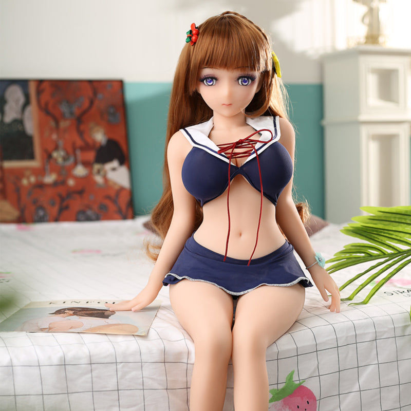 Mei 80cm Collectible Anime Doll — Brown Hair Purple Eyes Solid TPE Art Figure with Skeleton Secondary image