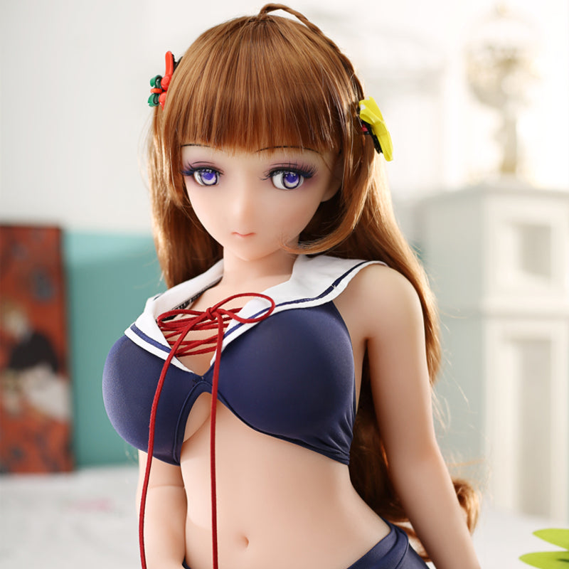 Mei 80cm Collectible Anime Doll — Brown Hair Purple Eyes Solid TPE Art Figure with Skeleton