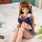 Mei 80cm Collectible Anime Doll — Brown Hair Purple Eyes Solid TPE Art Figure with Skeleton