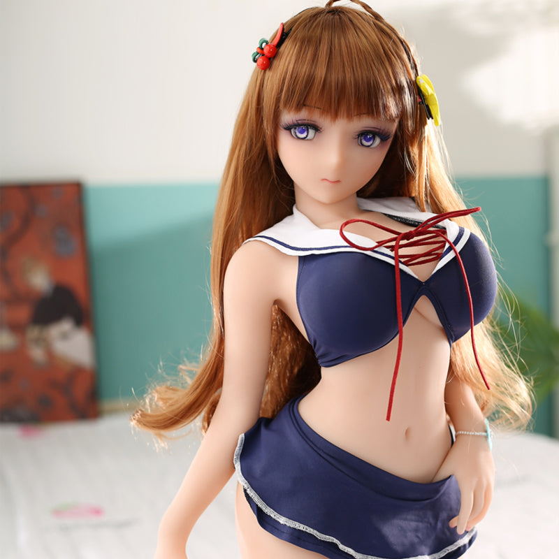 Mei 80cm Collectible Anime Doll — Brown Hair Purple Eyes Solid TPE Art Figure with Skeleton