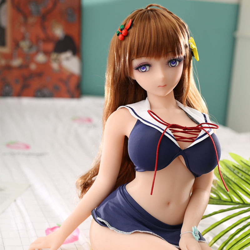 Mei 80cm Collectible Anime Doll — Brown Hair Purple Eyes Solid TPE Art Figure with Skeleton Main image