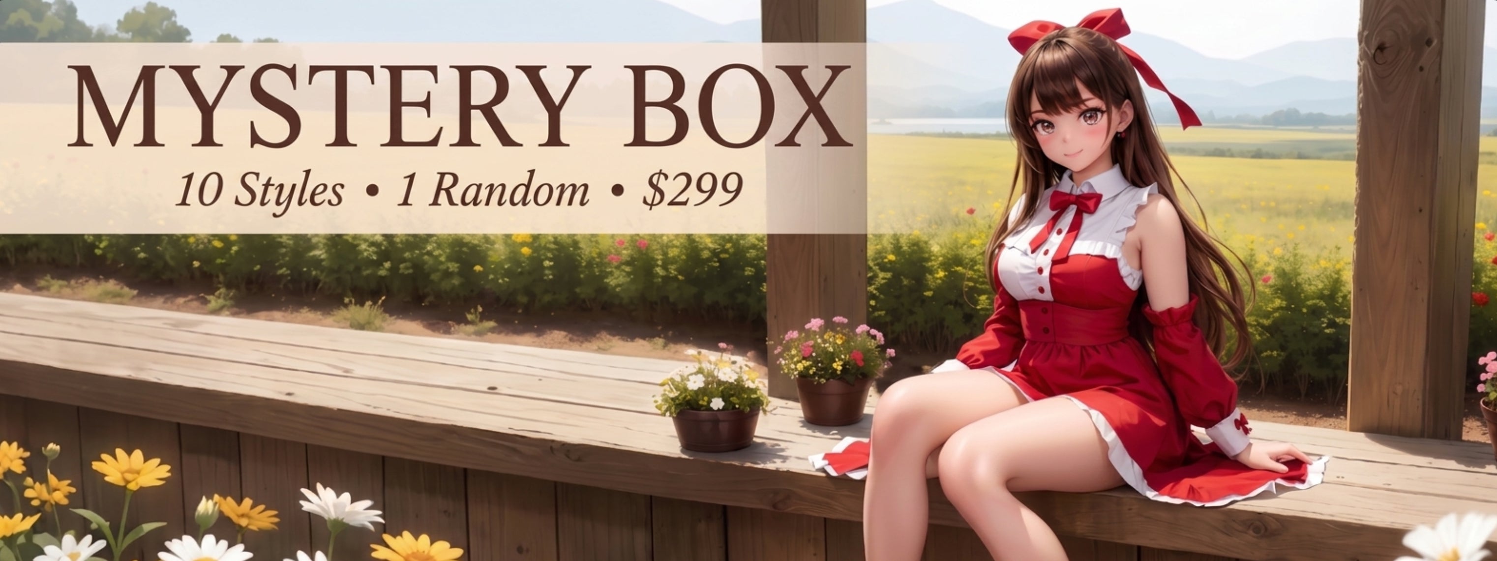 Mystery anime doll box — 10 styles, 1 random pick, $299 promotional banner | 2ddolls.com
